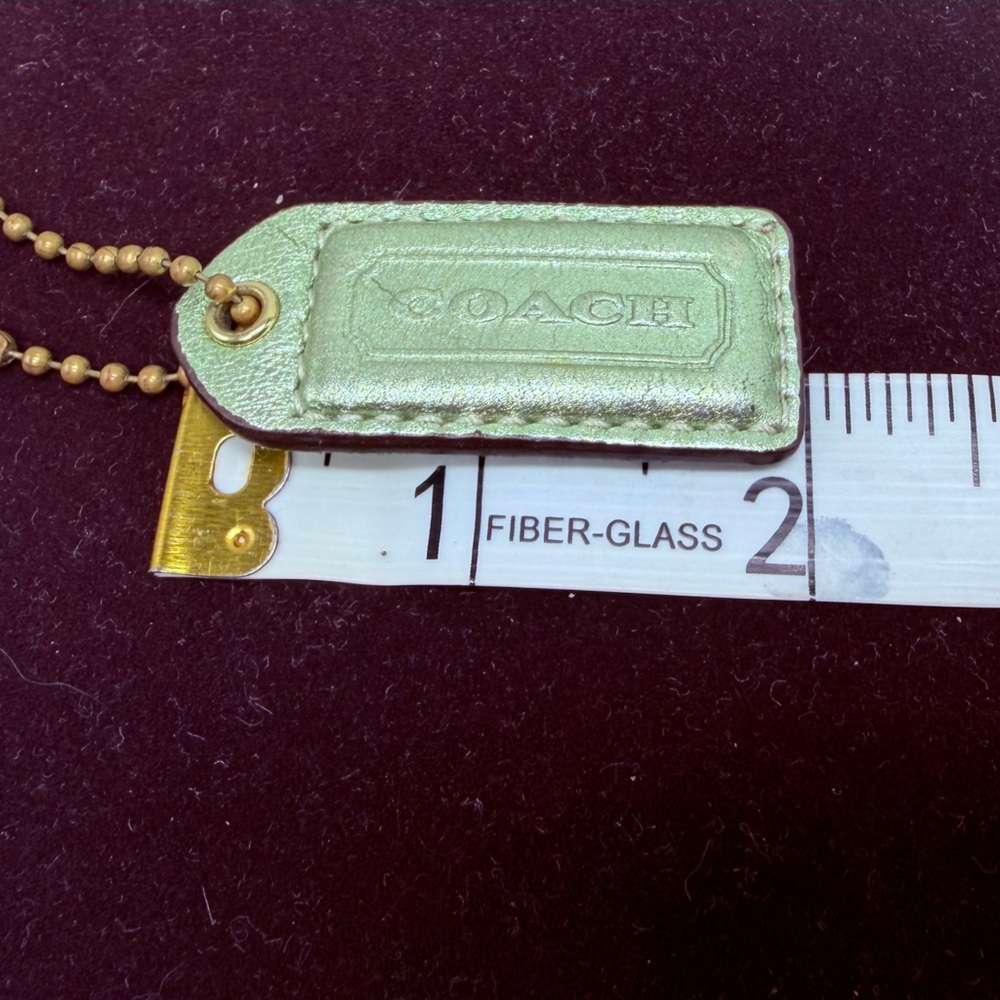 COACH Gold TONE LEATHER KEY FOB BAG CHARM KEYCHAIN HANG Luminescent Green